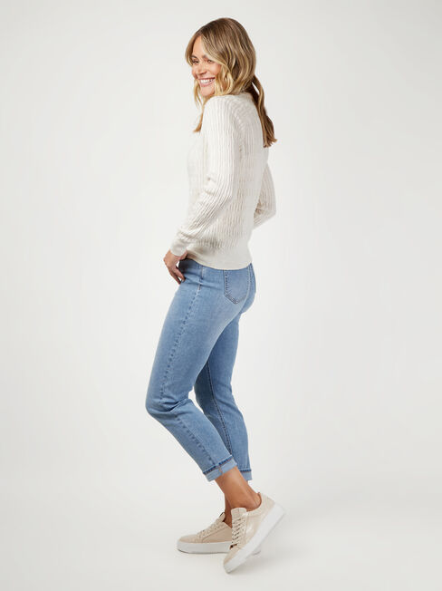 Zoey Half Button Polo Pullover, White, hi-res