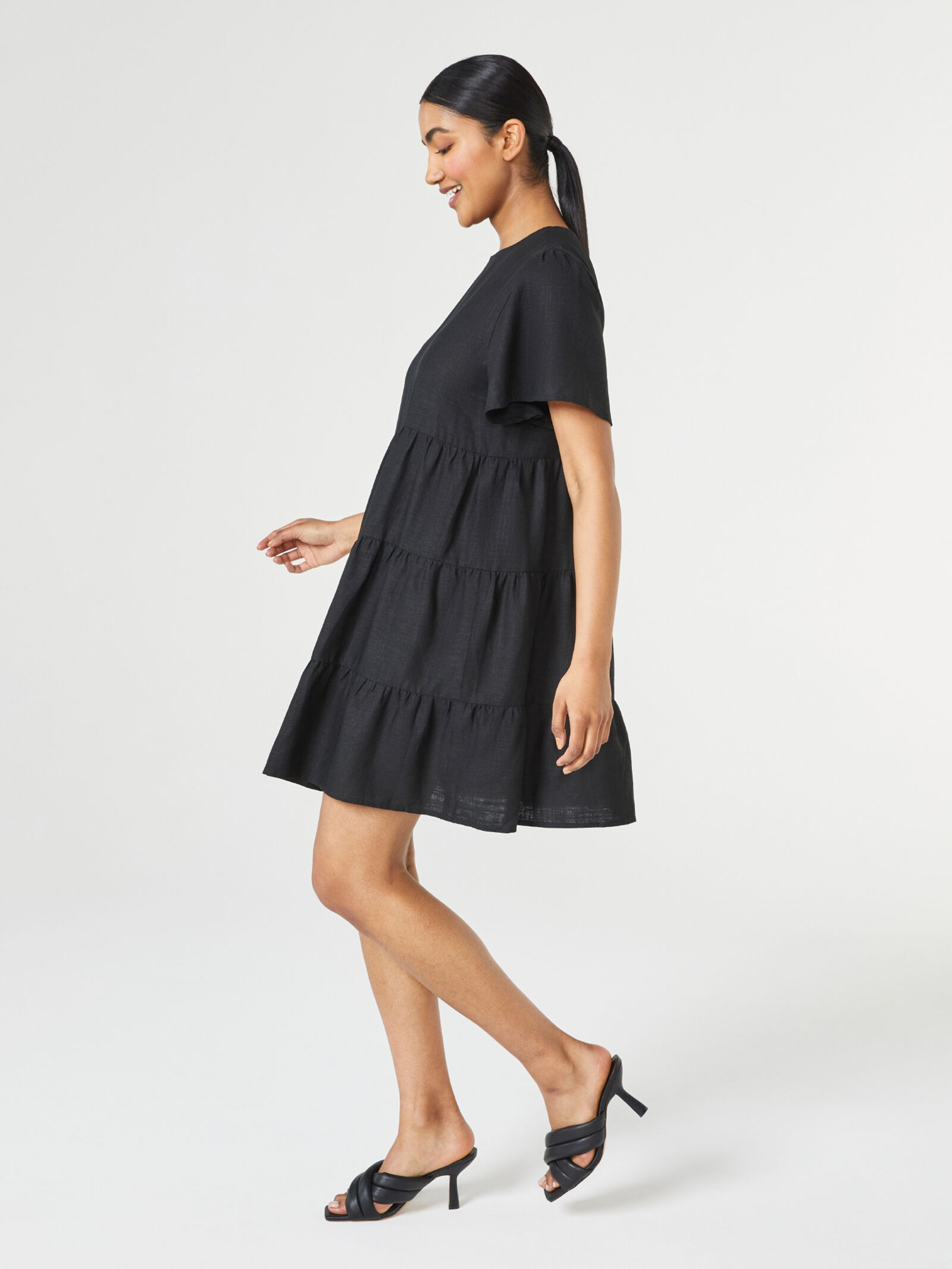 Black tiered shop gown