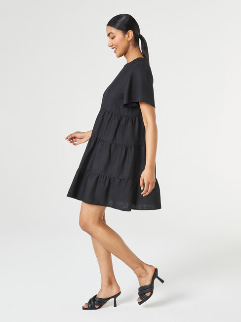 Bobby Tiered Dress, Black, hi-res