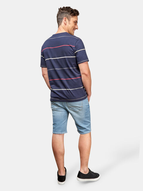 Kingston Short Sleeve Stripe Crew Tee, Blue, hi-res