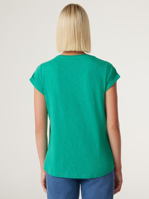 Essential Slub Pocket Tee, Emerald Green, hi-res