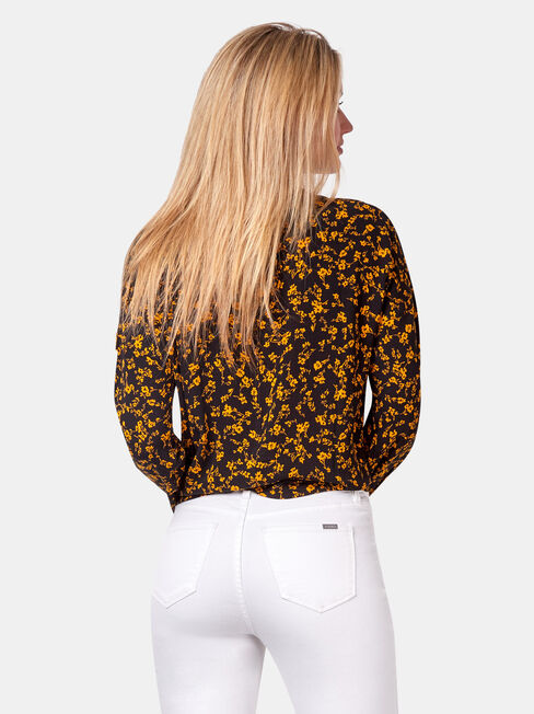 Tiffany Tie Front Shirt, Black, hi-res