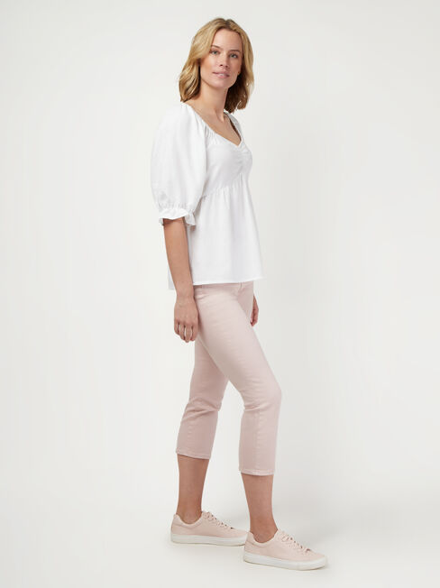 Daphne Sweetheart Neck Top, White, hi-res