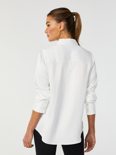 Katia Satin Shirt, White, hi-res