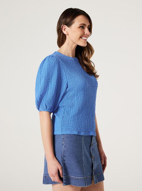 Kris Textured Jersey Top, Sapphire, hi-res
