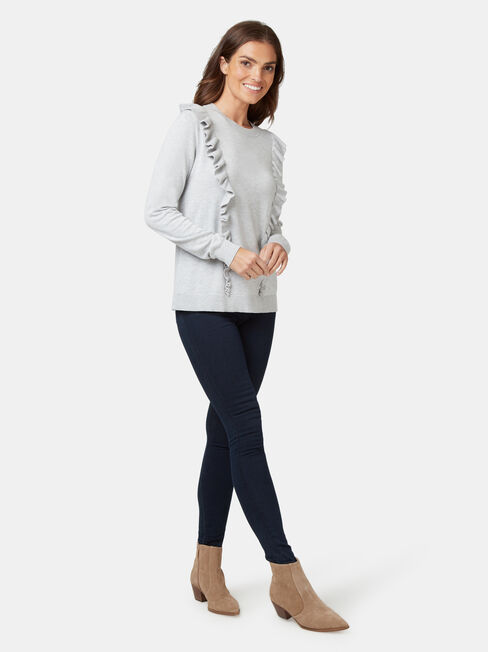 Rita Ruffle Pullover, Grey, hi-res