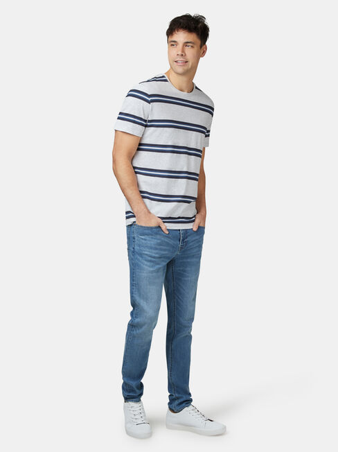 Porter Short Sleeve Stripe Crew Tee, Grey, hi-res