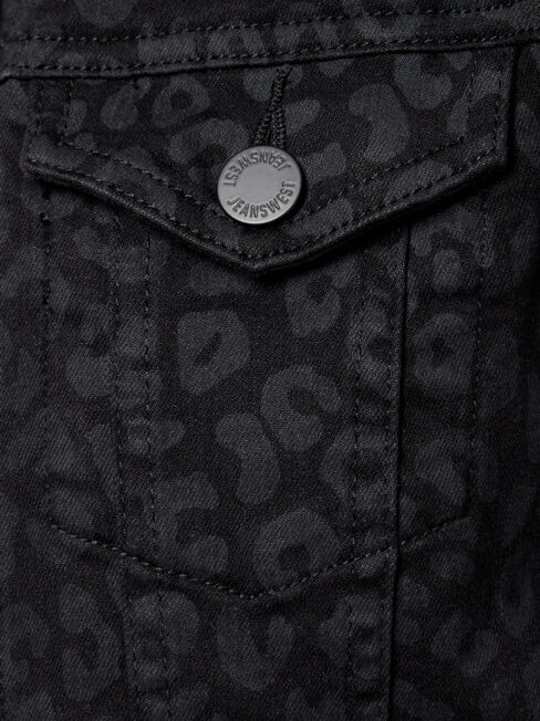 Animal Print Denim Jacket, Black, hi-res