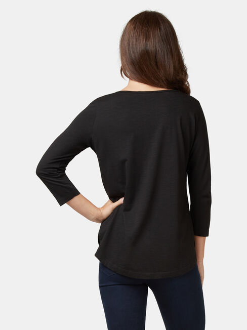 Essential Boatneck Tee, Black, hi-res