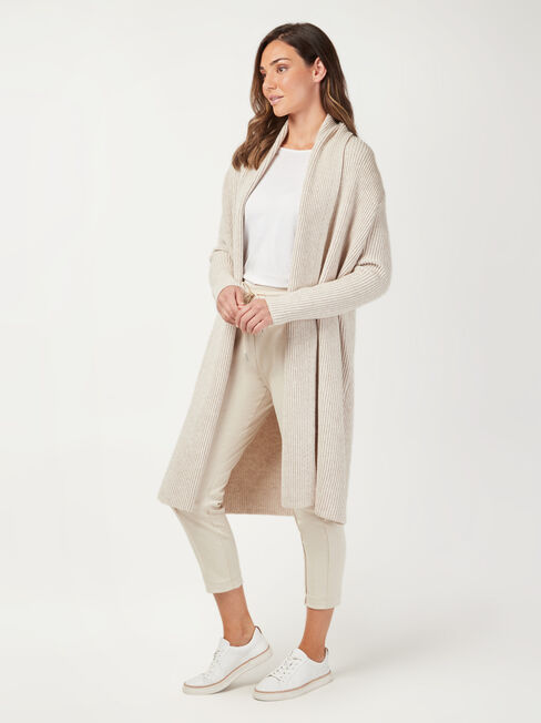Hannah Ribbed Coatigan, White, hi-res