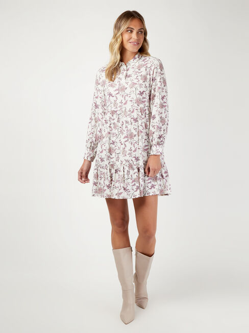 Isla Half Button Tiered Dress, Print, hi-res