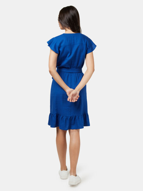 Arianna Wrap Front Dress, Blue, hi-res