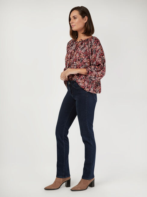 Astrid Tie Front Blouse, Floral, hi-res