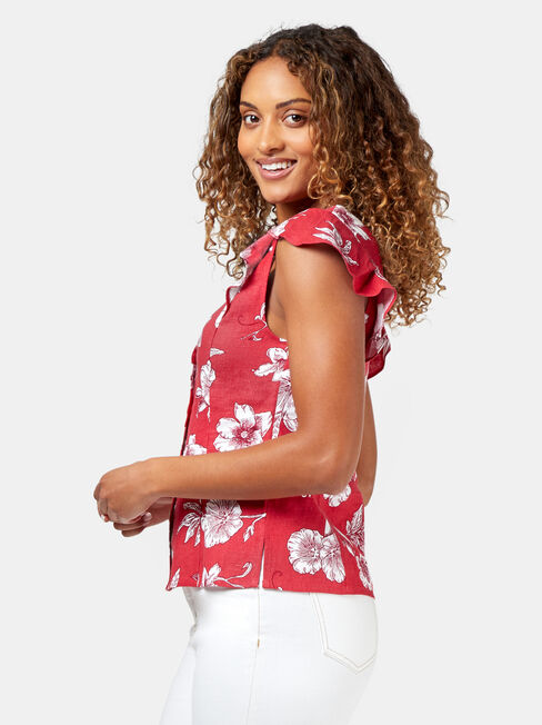 Missy Square Neck Top, Red, hi-res