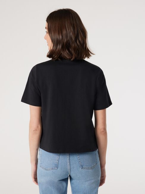 Essential Relaxed Crop Tee, Black, hi-res