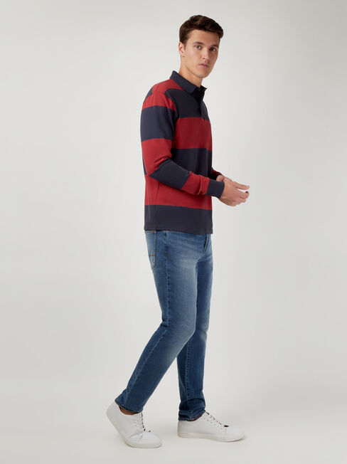 LS Granger Stripe Rugby Polo | Jeanswest