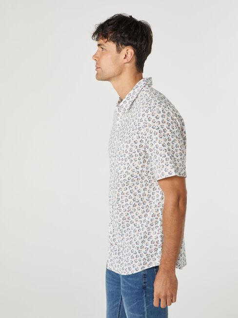 SS Hudson Print Shirt, White, hi-res