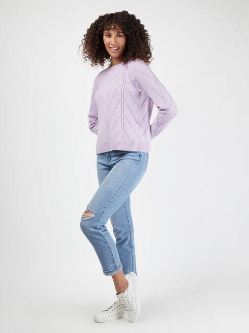 Emma Pointelle Knit, Purple, hi-res