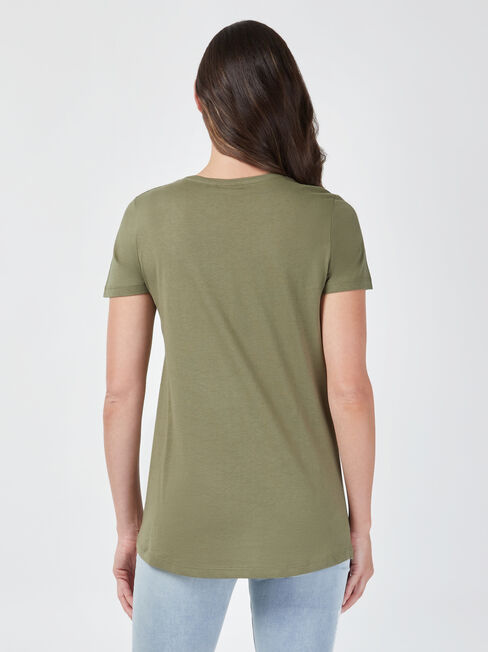 Curve Hem Crew Tee, Thyme, hi-res