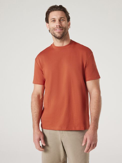 Ace Relaxed Fit Basic Crew Tee, Orange, hi-res