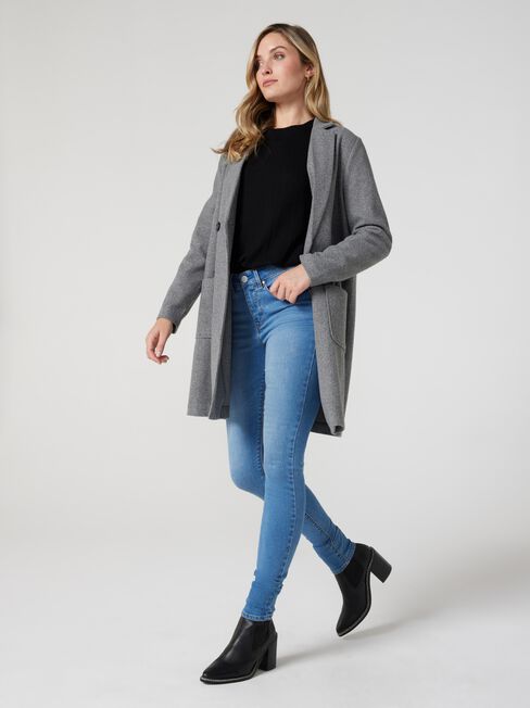 Sarah Longline Coat, Grey Marle, hi-res