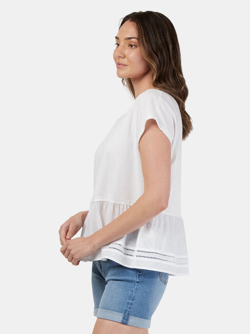 Sarah Peplum Tee, White, hi-res