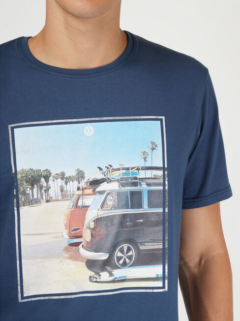 SS VW Surf Print Crew Tee, Blue, hi-res