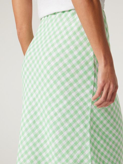 Tiana Slip Skirt, Green Gingham, hi-res