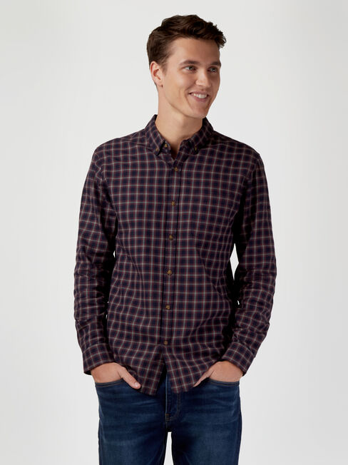 LS Nelson Brushed Check Shirt, Blue, hi-res