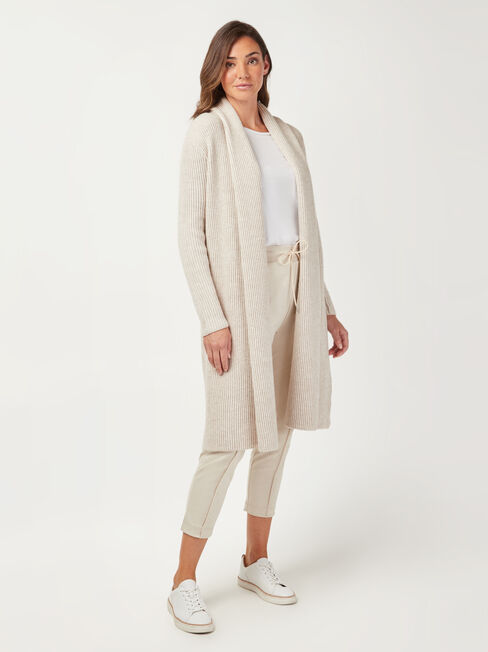 Hannah Ribbed Coatigan, White, hi-res