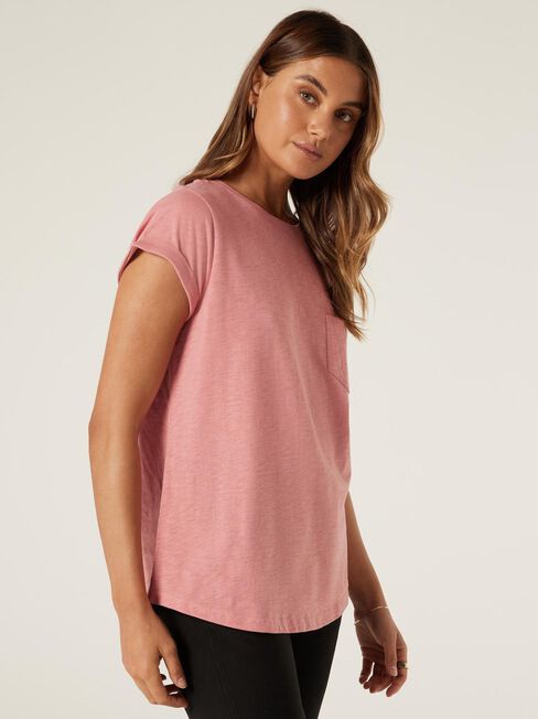 Essential Slub Pocket Tee, Dusty Pink, hi-res