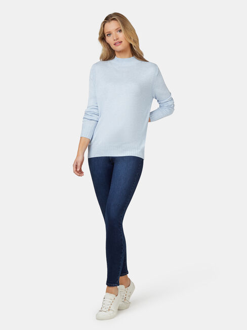 Kara Essential Funnel Neck Pullover, Blue, hi-res