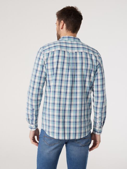 LS Maverick Check Linen Shirt, Blue, hi-res