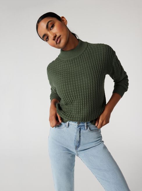 Scarlett Hatch Stitch Pullover, Thyme, hi-res