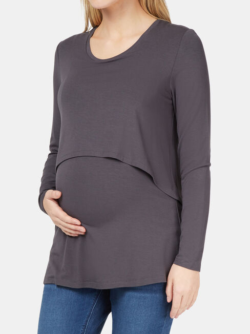 Lauren Layered Maternity Top, Grey, hi-res