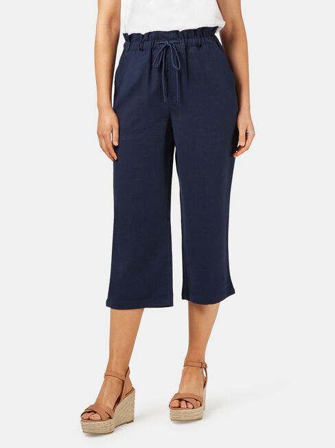 Lyla 3/4 Paperbag Pant, Blue, hi-res