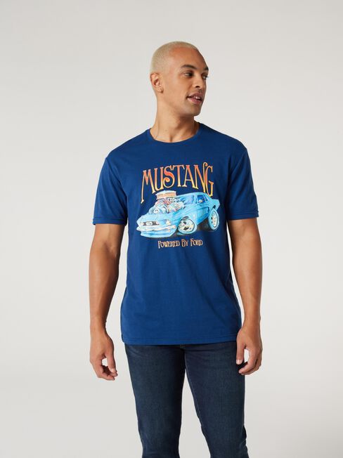 SS Ford Mustang Print Crew Tee, White, hi-res