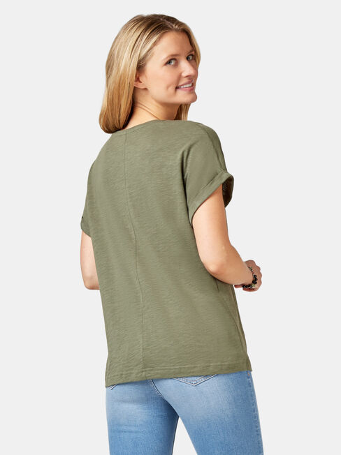 Drop Shoulder Tee, Thyme, hi-res
