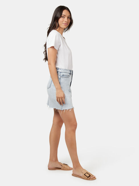 Simone Distressed Denim Skirt, Blue, hi-res