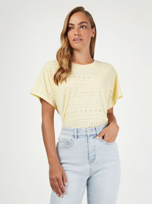 Caterina Crochet Tee, Yellow, hi-res