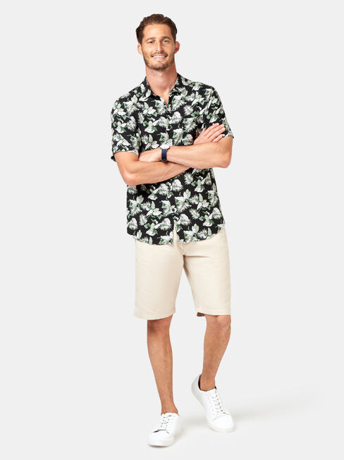 Fox Short Sleeve Print Shirt, Black, hi-res