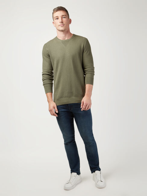 Slater Textured Crew Knit, Green, hi-res