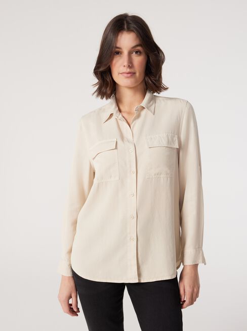 Lizzy Relaxed Tencel Shirt, Thyme, hi-res
