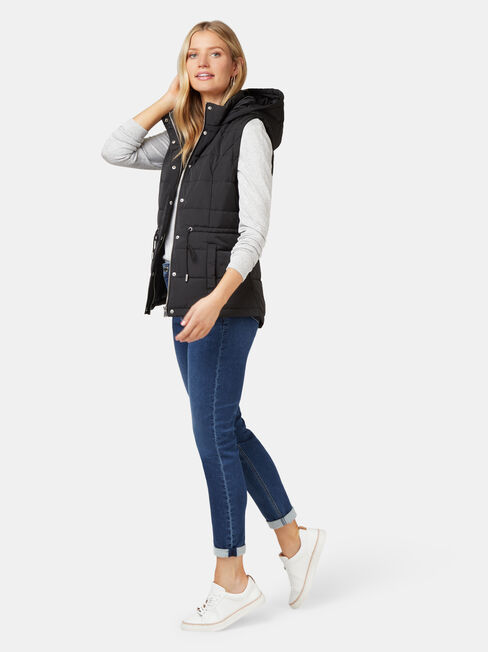Bella Padded Vest, Black, hi-res