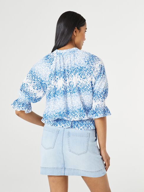 Dixie Tie Neck Blouse, Blue, hi-res