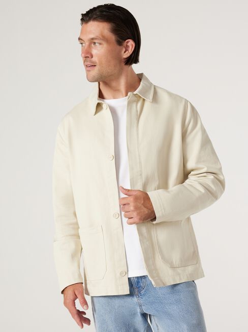 Kyoto Twill Overshirt, Chalk, hi-res