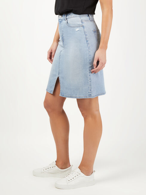 Riley Denim Skirt, Light Indigo, hi-res