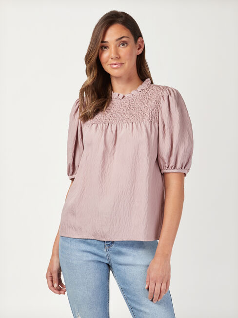 Francesca Puff Sleeve Top, Purple, hi-res