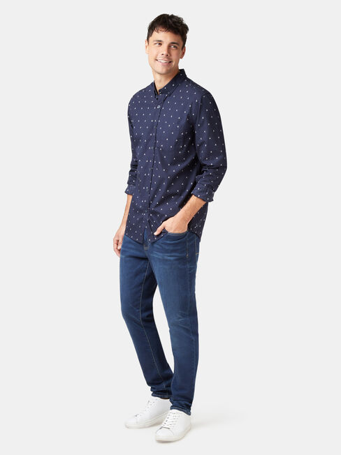 Jensen Long Sleeve Print Shirt, Blue, hi-res