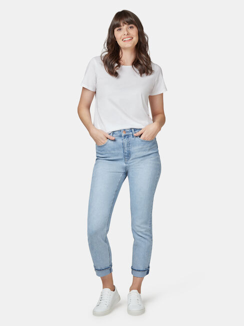 Brooke High Waisted Tapered Crop Faded Blue, Light Indigo, hi-res